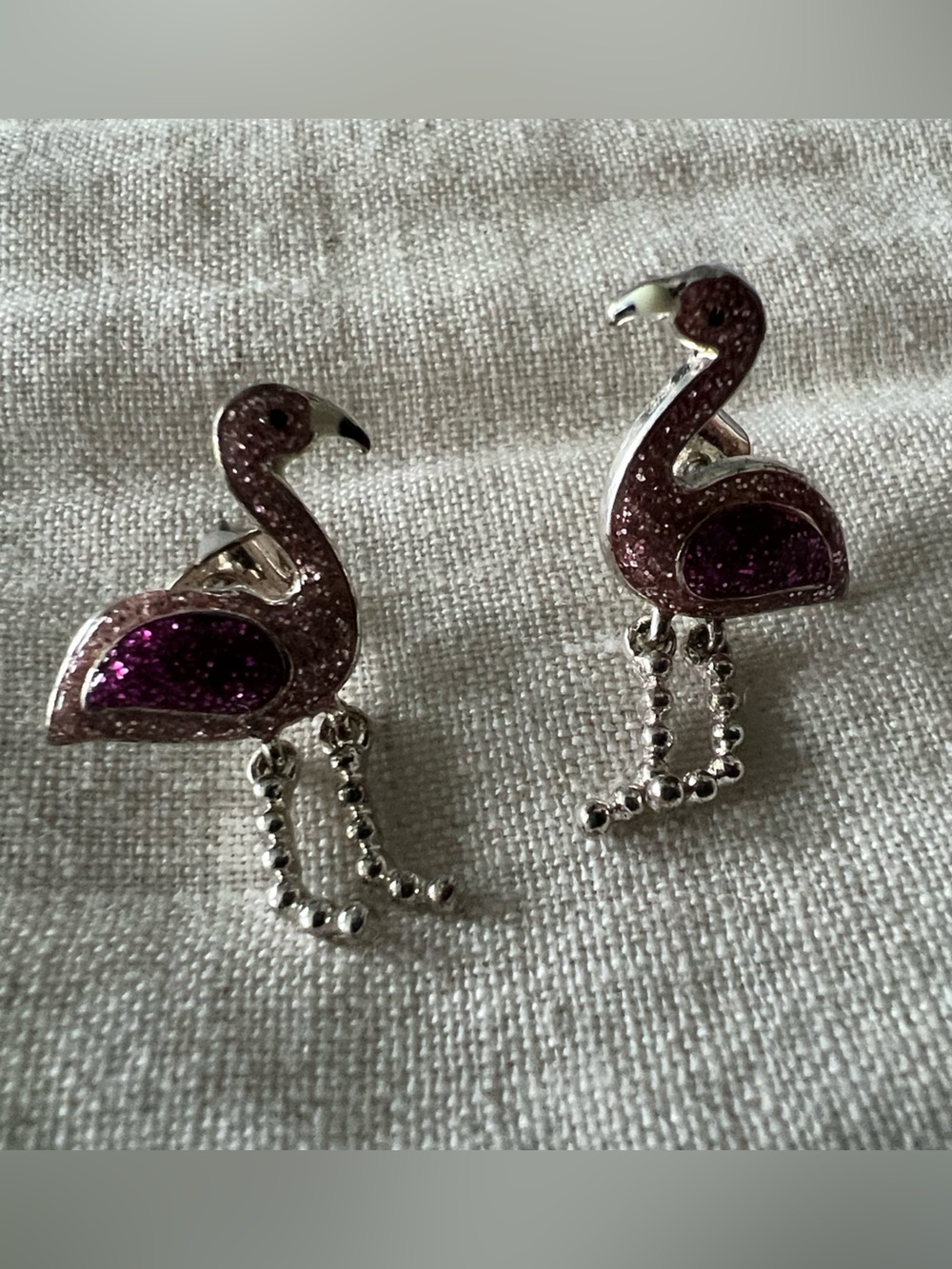 Sparkly Pink Flamingo Stud Earrings